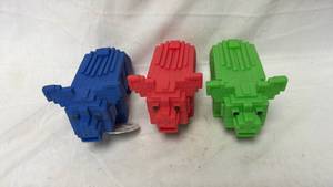lot 322 image: AriMolds Squeeze Me Square Piggies Lot of 3 Blue Red Green