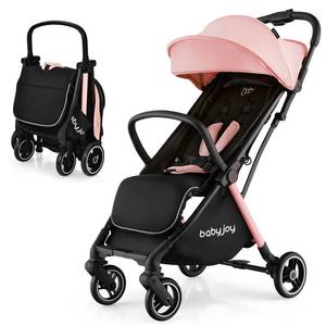 lot 2621 image: BABY JOY Lightweight Baby Stroller, Compact Travel Stroller for Airplane, Infant Toddler Stroller with Adjustable Backrest and Canopy, Storage Basket, Self Standing Gravity Fold, Aluminium Frame Pink - Retail $106