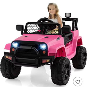 Costway 12V Kids Ride On Car Electric Vehicle Jeep with Parental Remote Music Horn Headlights Slow Start Function Pink - Retail: $479