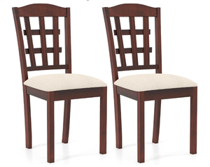 lot 2629 image: GOFLAME Wooden Dining Chairs Set of 2, Farmhouse Kitchen Side Chairs with Padded Seat & Ergonomic Backrest, Upholstered Dinnete Chairs with Rubber Wood Frame for Dining Room, Restaurant - Retail $90