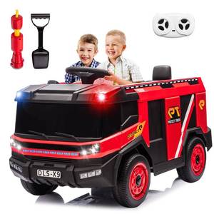 Skiicoo 12V Ride On Fire Truck Kids Electric Vehicles Car for Kids Toddlers, Power Wheels Ride On Firetruck Toys w/Parental Remote, Siren Call, Walkie-Talkie, Flash, Fire Water Gun, Bluetooth Music - Retail: $300