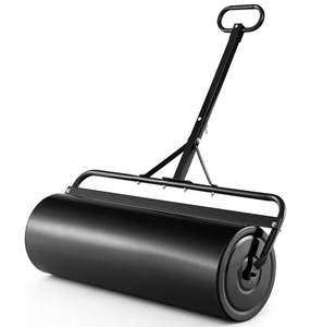 lot 2634 image: IRONMAX Lawn Roller, 30 Gallons113 L Manual & Tow-Behind Steel Sod Roller wPush Pull Handle, Lawn Rollers Tow Behind Water Filled for Yard, Park, Garden, Ball Field (30 Gallons, Black) - Retail $140