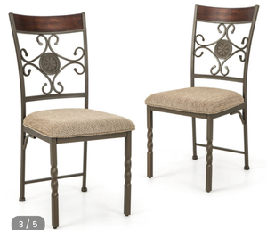 lot 2636 image: Set of 2 Costway Ornate Armless Dining Room Chairs - Retail $170