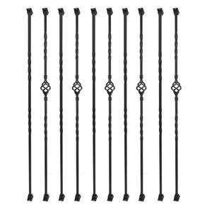 lot 2637 image: Sidasu 10 Pack Iron Balusters for Staircase Stair Spindles Hollow Single Basket with Double Twist 12 Square Metal Stair Balusters with 20 Baluster Swivel Shoes - Retail $65
