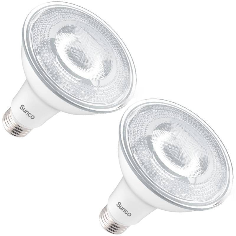 lot 1017 image: Sunco Dusk to Dawn Light Bulbs Flood Light Outdoor PAR30 LED, Photocell Sensor, 850 LM, 11W (75W Equivalent), 2700K Soft White, IP65 Waterproof, Light Sense Auto OnOff Security Porch UL 2 Pack Retail $18.74