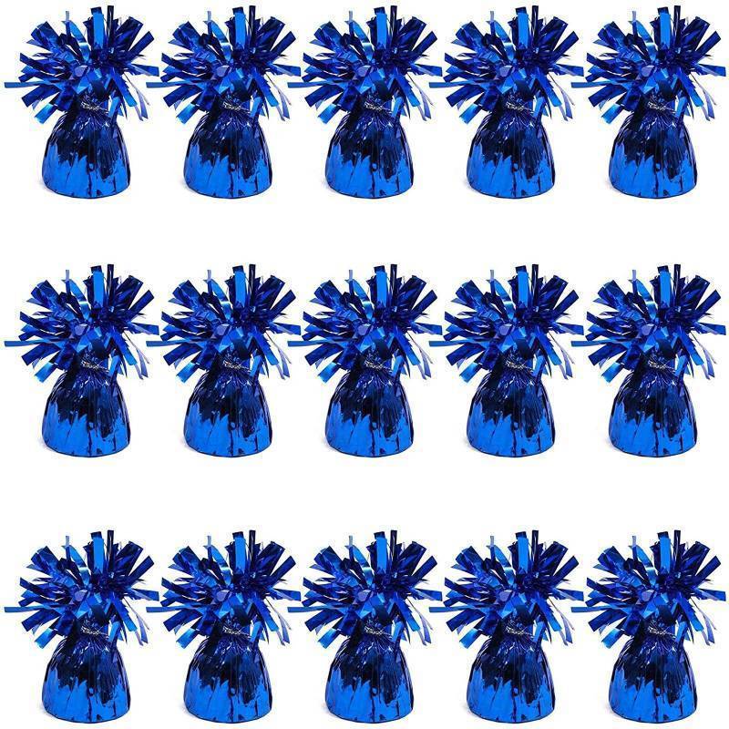 lot 1023 image: Pack of 15 Blue Balloon Weights for Table Centerpieces, Birthday Party Decorations (6 oz, 4.5 In) Retail $23.11