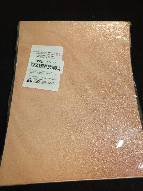 lot 1024 image: Bright Creations 30 Sheets Rose Gold Glitter Cardstock Paper for DIY Crafts, Card Making, Invitations, Double-Sided, 300gsm (8.5 x 11 In) Retail $13.99