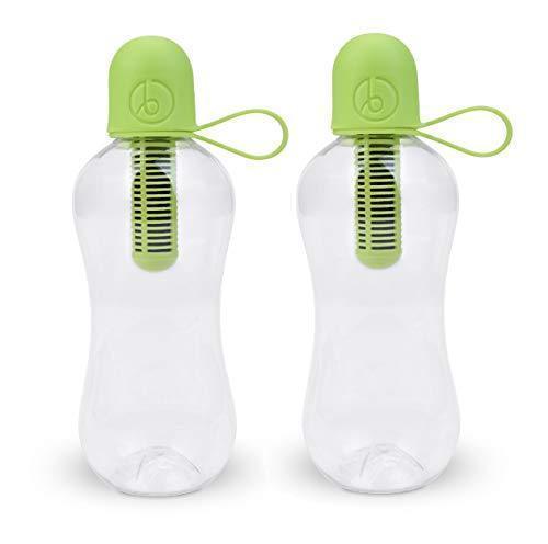 lot 1020 image: Bobble Classic Water Bottle, Filtered Water, BPA-Free Reusable Bottle, Soft Touch Carry Cap with Replaceable Carbon Filter for Sustainable Water and Hydration 18.5 oz - 2 Pack (Lime) Retail $21.17