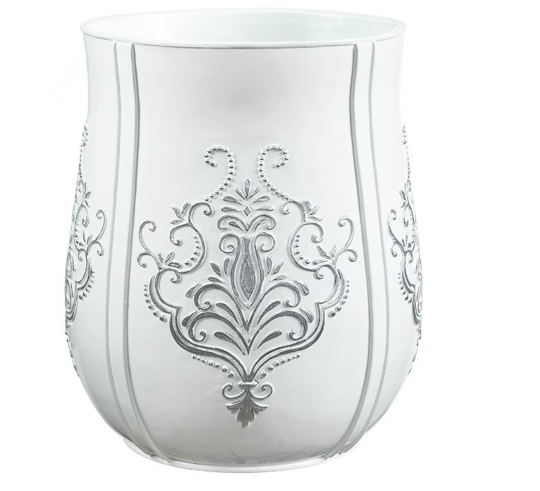lot 1051 image: Creative Scents Vintage White Small Bathroom Trash Can Waste Basket for Bathroom - Durable Bathroom Garbage Can - Space Friendly Waste Bin for Rustic Bathroom, Bedroom Or Living Room D�cor Retail $64.99