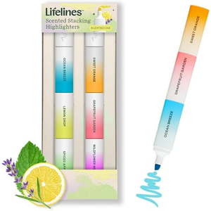 lot 1132 image: Lifelines Assorted Colors & Scented Stacking Highlighters  Infused with Essential Oil Blends  2 Pack - Retail $20