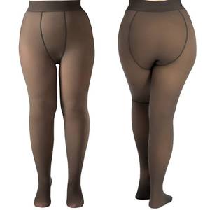 lot 1155 image: FLORENCE IISA Winter Fleece Lined Tights for Women Warm Fake Translucent Nude Tights Fleece Pantyhose (PlusSize Black,220g) - Retail $28