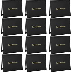 lot 1121 image: 12 Pack Graduation Diploma Holder 8.5 x 11 Inch Black Padded Diploma Cover Embossed Certificate Holders Bulk for High School University Grad - Retail $49