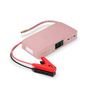 lot 1123 image: HALO Bolt Air 55500 Portable Car Battery Jump Starter  100 PSI Air Compressor, 55.5Wh USB Power Bank, Emergency Floodlight & Charger, Jumps Cars SUVs & Trucks, Inflates Tires, TSA Approved �� Rose - Retail $180