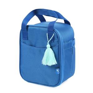 lot 1061 image: Thistle & Thread Clementine Upright Lunch Bag - Cerulean Blue Polyester Zippered Container - Retail $15