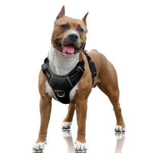 lot 1063 image: BARKBAY No Pull Dog Harness Large Reflective Dog Harness with Front Clip and Easy Control Handle for Walking Training Running with ID tag Pocket(Black,L) - Retail $29
