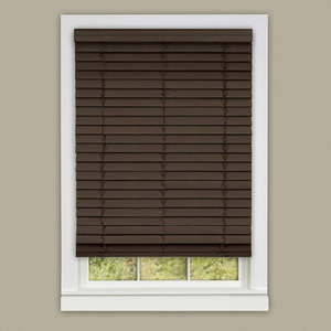 lot 1070 image: Achim Cordless Madera Falsa 2  Faux Wood Plantation Blind - Retail $75