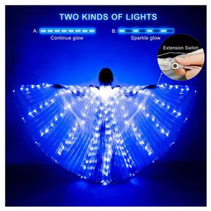 lot 1078 image: iMucci LED Lights Belly Dance Isis Wings - Bellydance Glow Angel dance Wings with Telescopic Sticks Flexible Rods for Adults and Child Pink - Retail $27