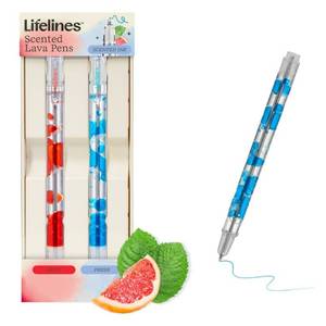 lot 1081 image: Lifelines 2pk Scented Lava Pen Set BlueRed - Retail $13