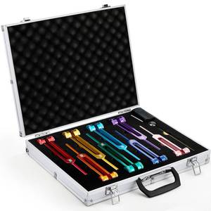 lot 1086 image: Fiada Tuning Fork Set Chakra Tuning Fork Multiple Hz Tuning Forks for Healing with Aluminum Box, Tuning Fork Hammer and Cleaning Cloth for Sound Yoga Meditation(126 Hz-272 Hz) - Retail $76
