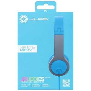 lot 1092 image: JLab JBuddies Folding Gen 2 Wired Headphones - Blue & Gray - Retail $25