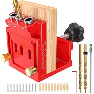 lot 1093 image: Pocket Hole Jig Kit - Pocket Screw Jig with Step Drill Bit,Square Driver Bit,Depth Stop Collar,Wrenches,Pocket Screws and Plugs,Adjustable Drill Guides - Retail $29