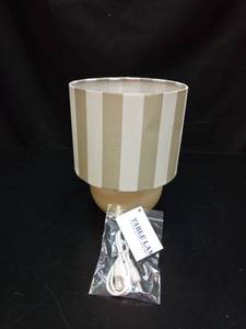 lot 1095 image: Impodela Table Lamp Striped Shade White Cord - Retail $0