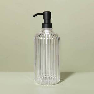 lot 1097 image: Fluted Acrylic Shower Dispenser - Hearth & Hand with Magnolia Refillable Bathroom Accessory - Retail $10