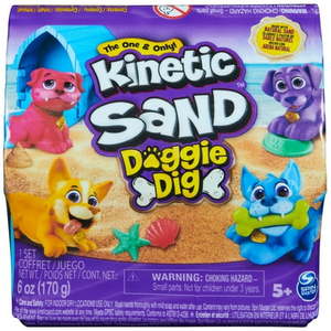 lot 1099 image: Set of 2 - Kinetic Sand  Doggie Dig with Surprise Multipurpose Dog Tool  6oz Beach Sand and Play Sand Storage (Styles May Vary)  Sensory Toys for Kids