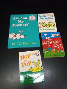 lot 1116 image: 4-Book Lot P.D. Eastman, Dr. Seuss, Robert Lopshire Childrens Books - Retail $20