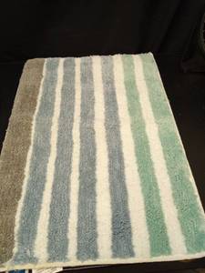 lot 1141 image: The Big One Striped Area Rug  24x17  Cream Blue Green - Retail $0