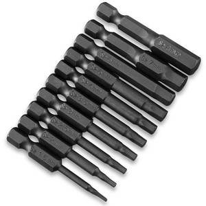 lot 1147 image: VAKOGAL S2 Steel Hex Head Screwdriver Bit Set, 10PCS, 1.5-8mm Metric, 14 Inch Hex Shank, 2 Inch Length, Magnetic, for Hand Held Wrench and Electric Drills - Retail $15