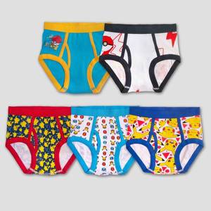 lot 1157 image: Boys Pokemon 5pk Underwear - 4 Pikachu Boxer Briefs, Mid Rise, Elastic Waistband - Retail $20