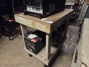 lot 18541 image: Work Table On Casters with Under-Shelf Storage - CONTENTS NOT INCLUDED