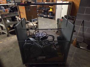 lot 18547 image: Industrial Metal Utility Cart with Casters - Contents Included