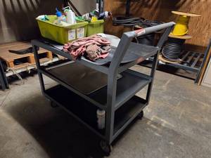 lot 18561 image: 3-Shelf Utility Cart with Casters - Contents Included