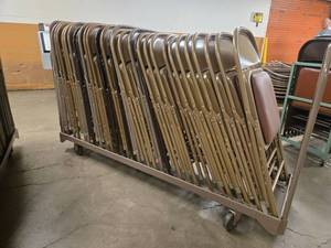 lot 18681 image: Folding Chair Storage Cart with Approximately 25 Chairs
