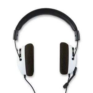 lot 23169 image: onn. PlayStation Wired Video Game Headset with 3.5mm Connector, Flip-to-Mute Mic, Lightweight Steel and 40mm Speakers - Black and White