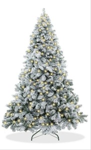 lot 1080 image: GVDV CTE-30 7.5FT Snowy Pre Lit Christmas Tree