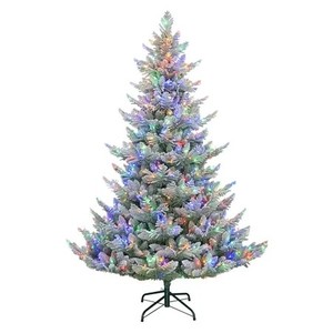 lot 1032 image: 7.5 Pre-Lit Green Flocked Arctic Fir Artificial Christmas Tree with 650 Color-Changing LED Lights, by My Texas House