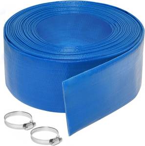 lot 22246 image: 2 inches x 25 FT Heavy-Duty PVC Swimming Pool Backwash Hose, Reinforced Discharge Hose with Clamp for Swimming Pools, Blue