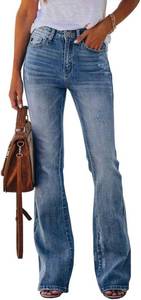 lot 22250 image: Koinshha Womens High Waisted Jeans Flare Stretch Boyfriend Bootcut Casual Denim Pants, Size 12