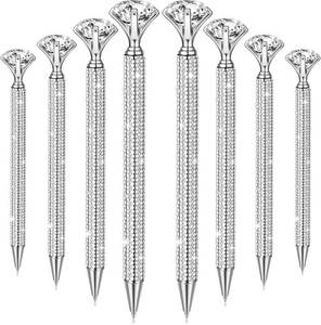 lot 22261 image: Jeyiour 8 Pcs Diamond Black Ink Rhinestone Pens Bling Metal Crystal Ballpoint Pens for Women for Wedding Bridal Shower Office Meeting Birthday Supplies Women Gifts, 0.7mm(Silver)