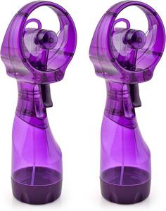 lot 22269 image: O2COOL Deluxe Handheld Battery Powered Water Misting Fan (Purple) 2 Pack
