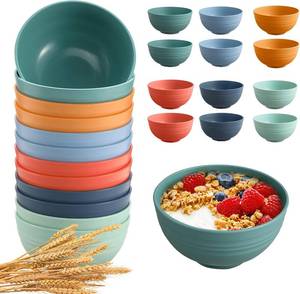 lot 22293 image: HEYCOME 12 Pcs Unbreakable Cereal Bowls Set, 26 Oz Wheat Straw Bowls Set, Microwave & Dishwasher Safe Rice Bowls for Kitchen, Reusable Plastic Bowls for Soup, Salad and Snack, BPA Free, Multicolor