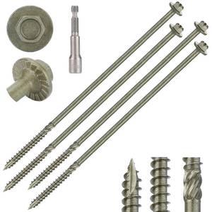 lot 23129 image: Hex Head Heavy Duty Wood Screws #14 x 8, Structural Lag Screws for Log, Timber, Landscaping & Outdoor Projects, Green Coated, 40 Pack