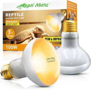 lot 23132 image: 2Pack Reptile Heat Lamp, 100W Reptile Heat Emitter Infrared Basking Spot Light, UVA Daylight Heat Lamp Bulbs for Chickens Coop Reptiles Pets Brooder Use