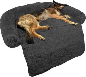 lot 23139 image: Calming Dog Bed Fluffy Plush Dog Mat for Furniture Protector with Removable Washable Cover for Large Medium Small Dogs and Cats (Large(45x37x6), Dark Grey)