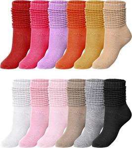 lot 23351 image: Fourluoo 12-24 Pairs Slouch Socks for Women, Long Stacked Scrunch Socks Convertible Knee High to Ankle Breathable Daily Wear
