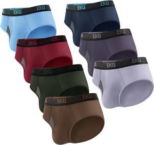 lot 23354 image: 7-Pack Tagless Mens Underwear Briefs with Contour Pouch & Mesh Fly, Soft Bamboo Rayon Underwear Men, Breathable, Cooling Size Medium