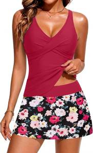 lot 23176 image: Talisea Womens Tankini Bathing Suits with Skirt Two Piece Tummy Control Swimsuits Ladies Swimwear SIZE L